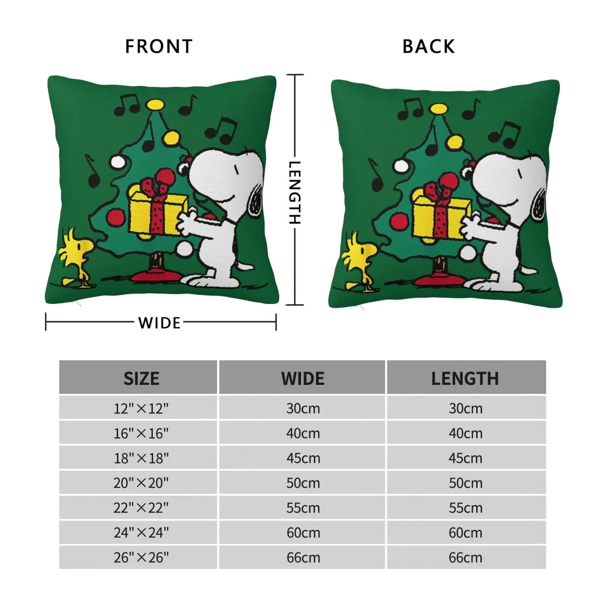 سنوبي وودستوك عطلة شجرة عيد الميلاد المخدة المطبوعة البوليستر غطاء الوسادة وسادة للديكور غطاء المنزل