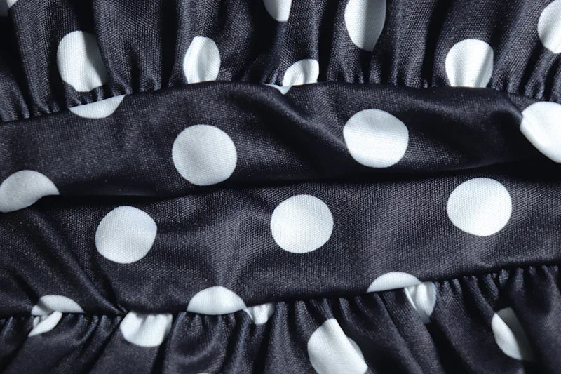 Doyerl البولكا نقطة نمط 2 قطعة مجموعة النساء نادي حفلة سحاب أكمام طويلة سترة علوية و نفخة تنورة صغيرة مطابقة مجموعات وتتسابق #6