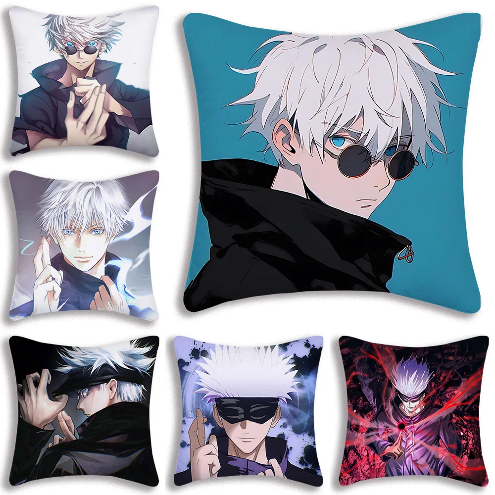 

J-Jujutsu Kaisen Gojo Satoru Pillow Covers Cartoon Sofa Decorative Home Double-sided Printing Short Plush Cute Cushion Cover