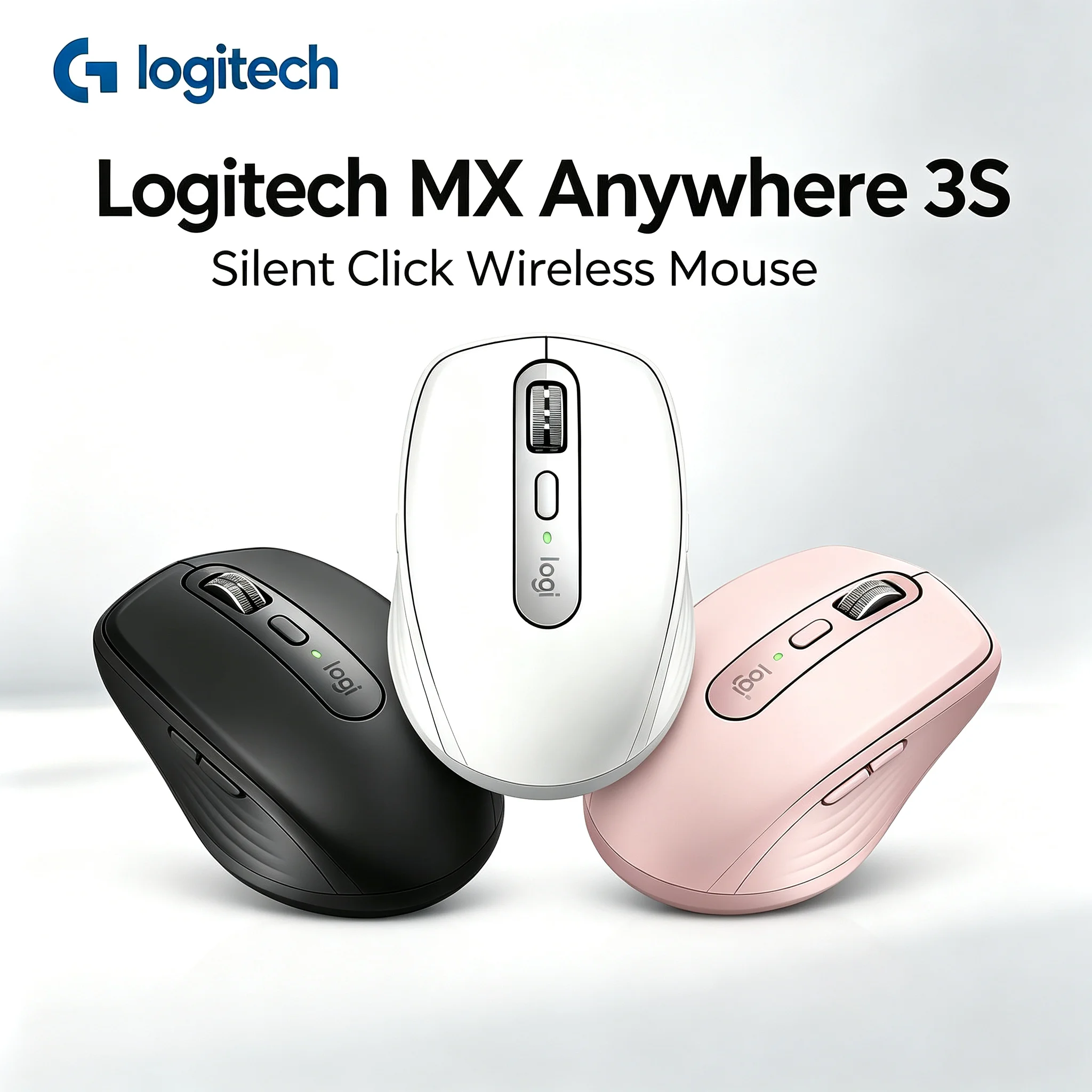 MX Anywhere 3S Logitech Rechargeable Wireless Mouse Quiet Click Multi‑Device Portable Ergonomic Travel Mice