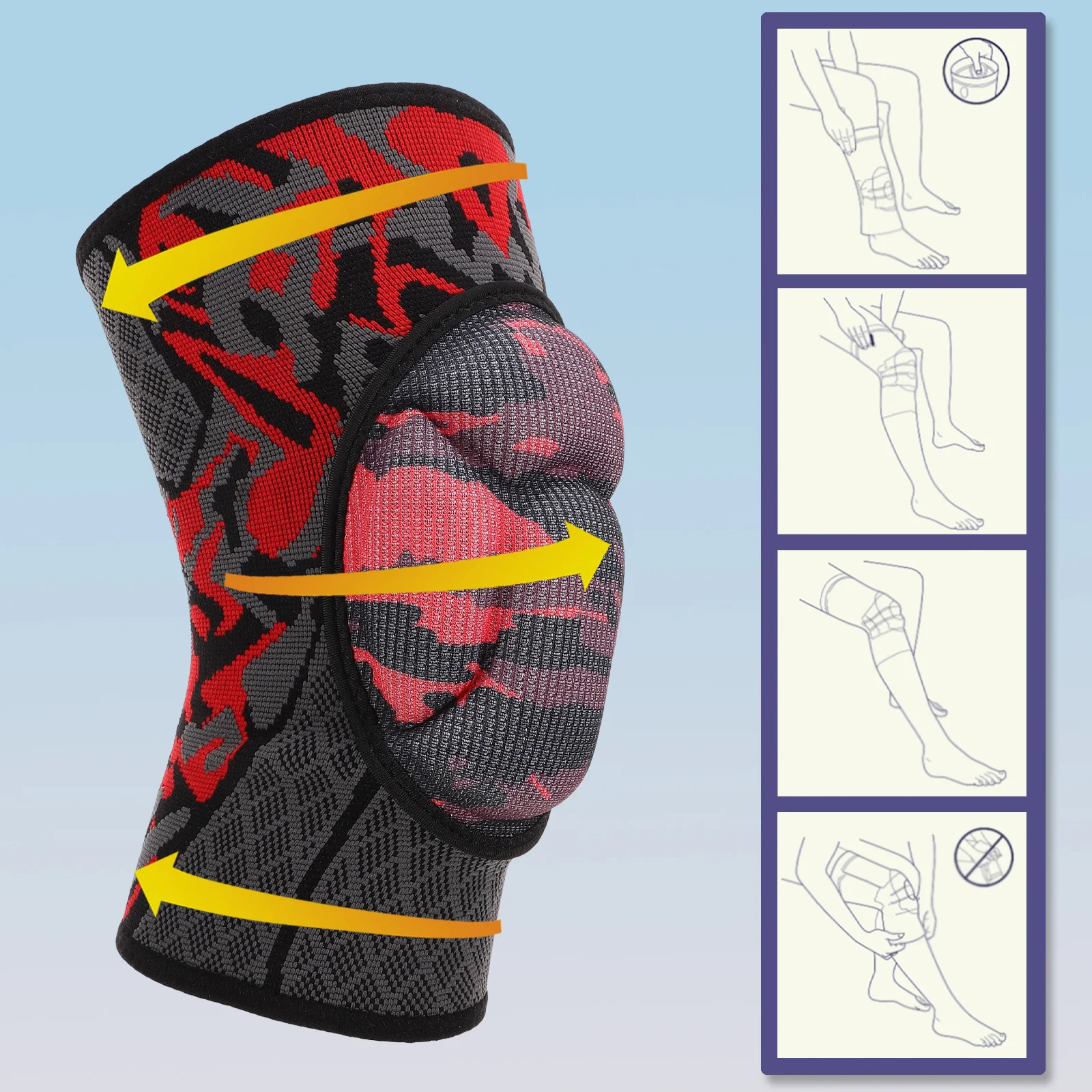 

1Pair Thick Knee Pads Sports Brace Durable Elastic Support for Yoga Dance Fitness Running Knee Protector Brace for Women