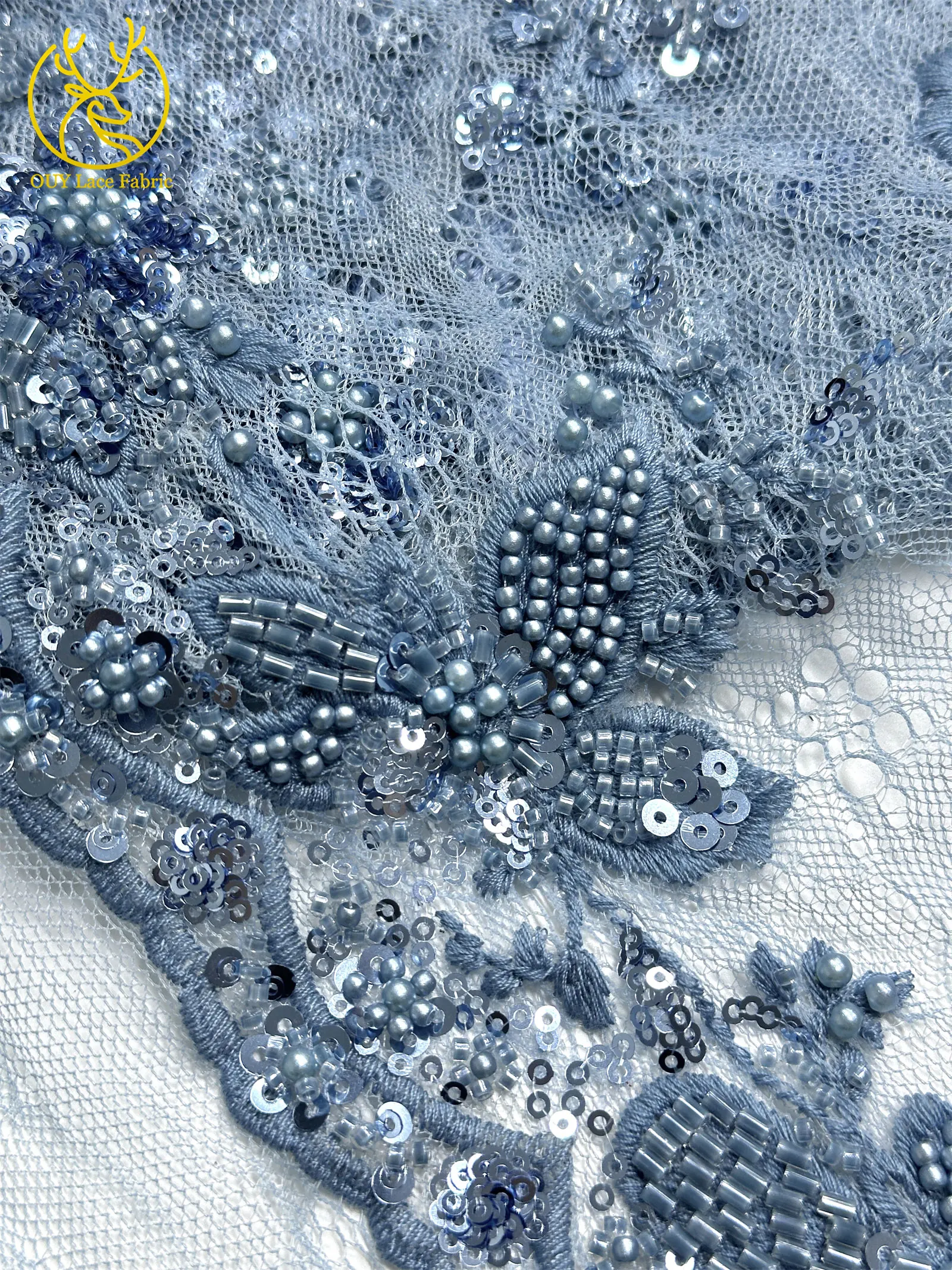 Grün Frankreich Damen Kleid Perlen Spitze Stoff 2026 Hochwertige afrikanische Stickerei Pailletten Spitze Stoff Party Abendkleid Stoff – Detail 24