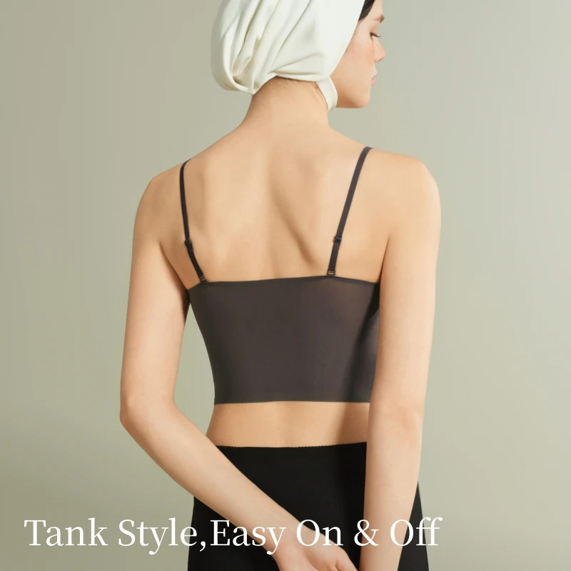 SUJIIN Women's Tanks Top 2026 New Sexy Wireless Built-in Bra  Casual Sleeveless Simple High Strechy  Camisole Top Woman XD017