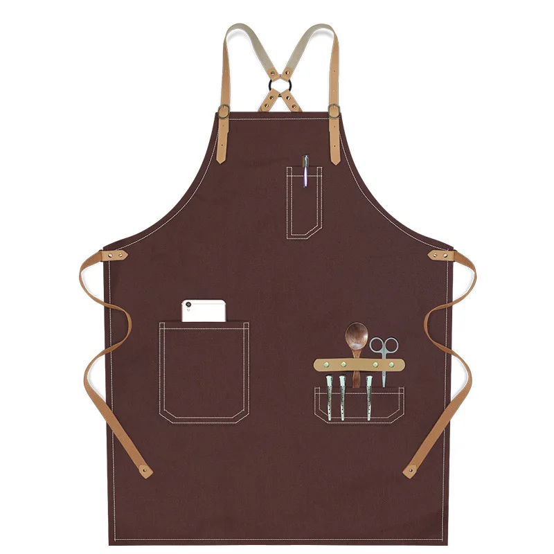 

Customizable Embroidery Logo Aprons Men Women Kitchen Chef Baking Pockets Adult Restaurant Manicurist Nails Waiter Waterproof