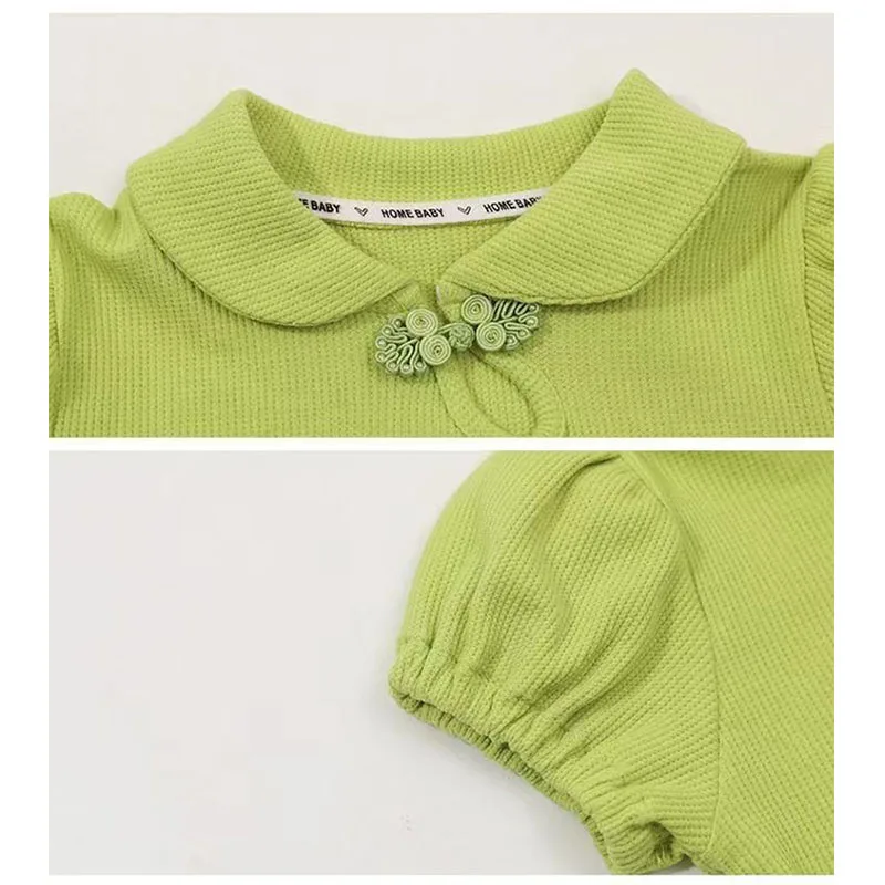 مجموعة صيفية غير رسمية للأطفال ، بلوزة قصيرة بطية صدر جميلة ، بدلة تنورة مريحة للفتيات الصغيرات ، عمر 2-8 سنوات ، موضة جديدة ، 2: أول مرة #6