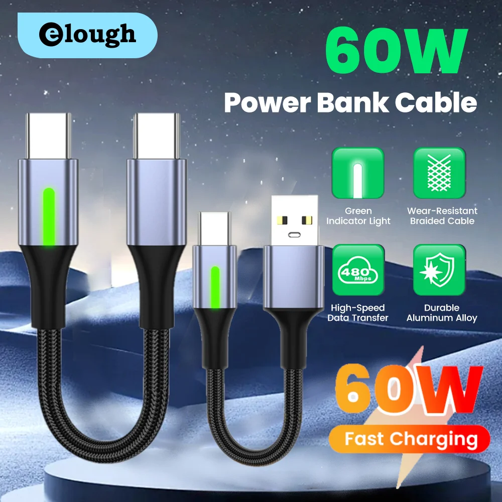 60 واط شحن سريع للغاية USB USB C إلى النوع C 0.25 متر-0.5 متر قوة البنك كابل قصير الإضاءة كابل الهاتف آيفون 15 16 سامسونج