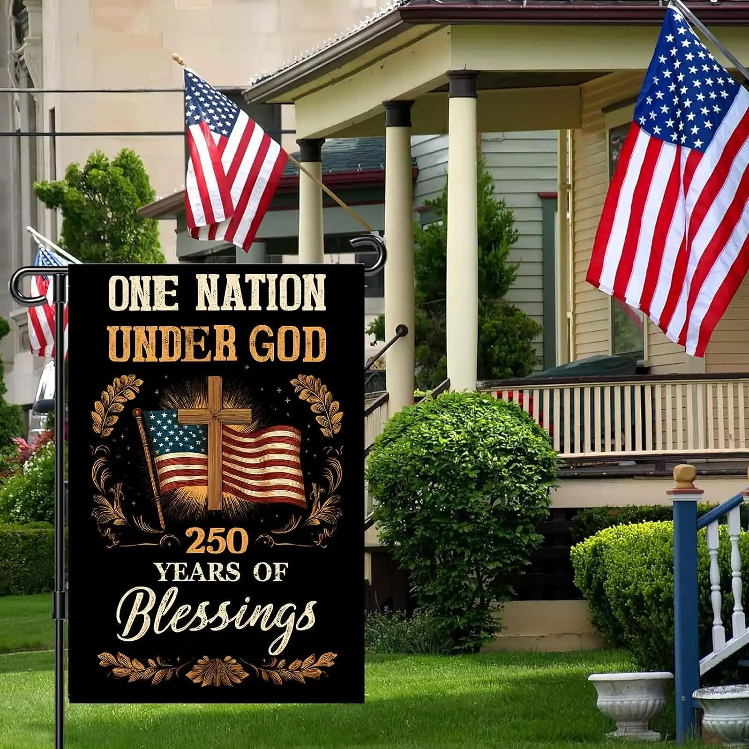 250th Anniversary Garden Flag, 250 Years Birthday Patriotic Decor Small Burlap Flags Double-Sided for Outside Holiday Yard D AAS
