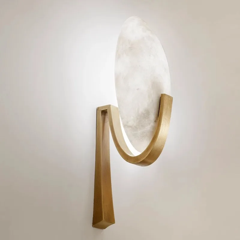 New Chinese Marble Wall Lights E14 Warm White LED Bulb Brass Wall Lamps For Living Room And Bedroom Indoor Lighting Fixtures