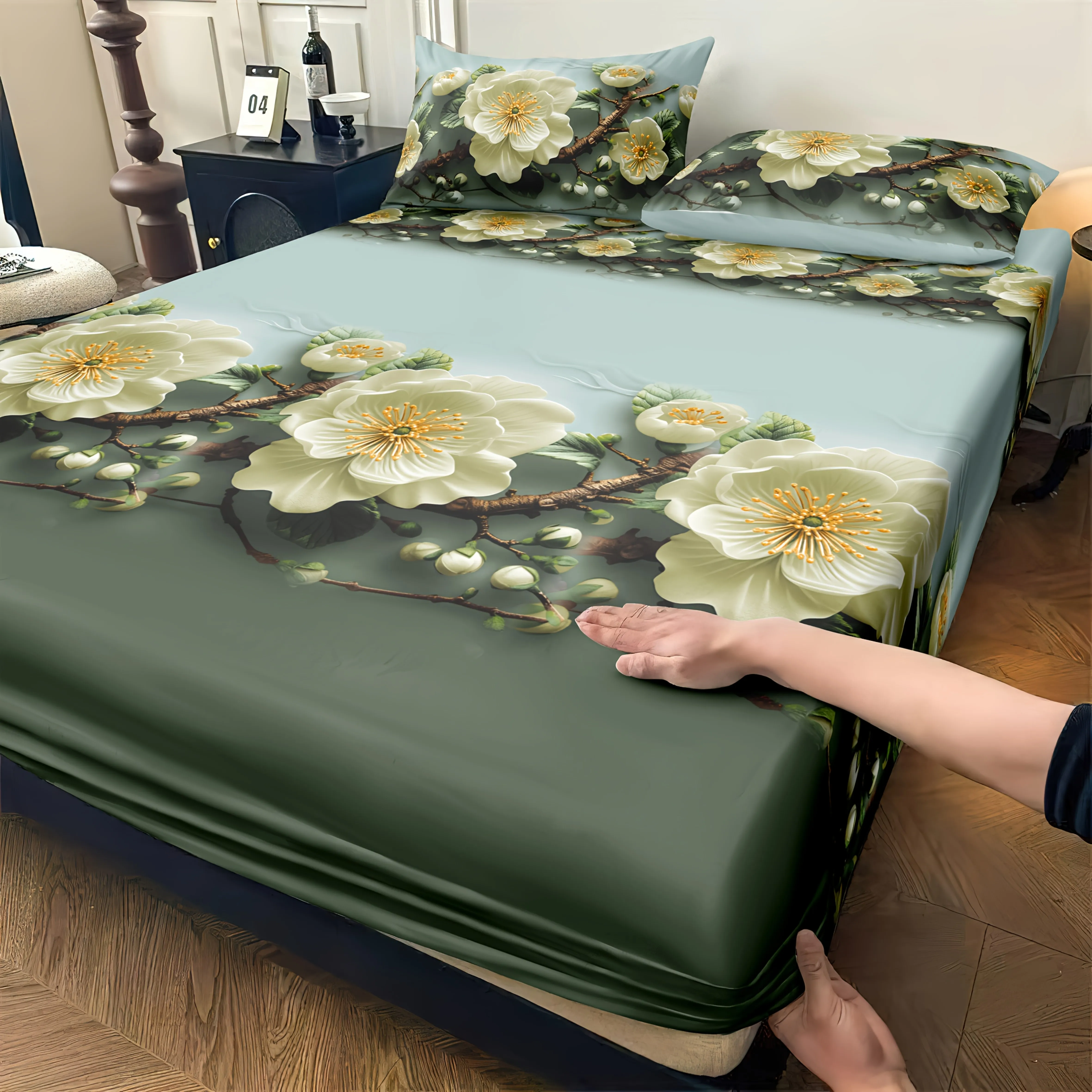 

Three-Dimensional Floral The Wizard of Oz Fitted Sheet Bedding - Comfortable and Soft, Anti-Pilling, Includes Mattress Protector