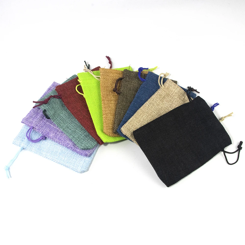 Burlap Gift Bag with Drawstring 10pcs Colored Dice Bag Jewelry Display for Gift,party Packaging,93mm X 125mm