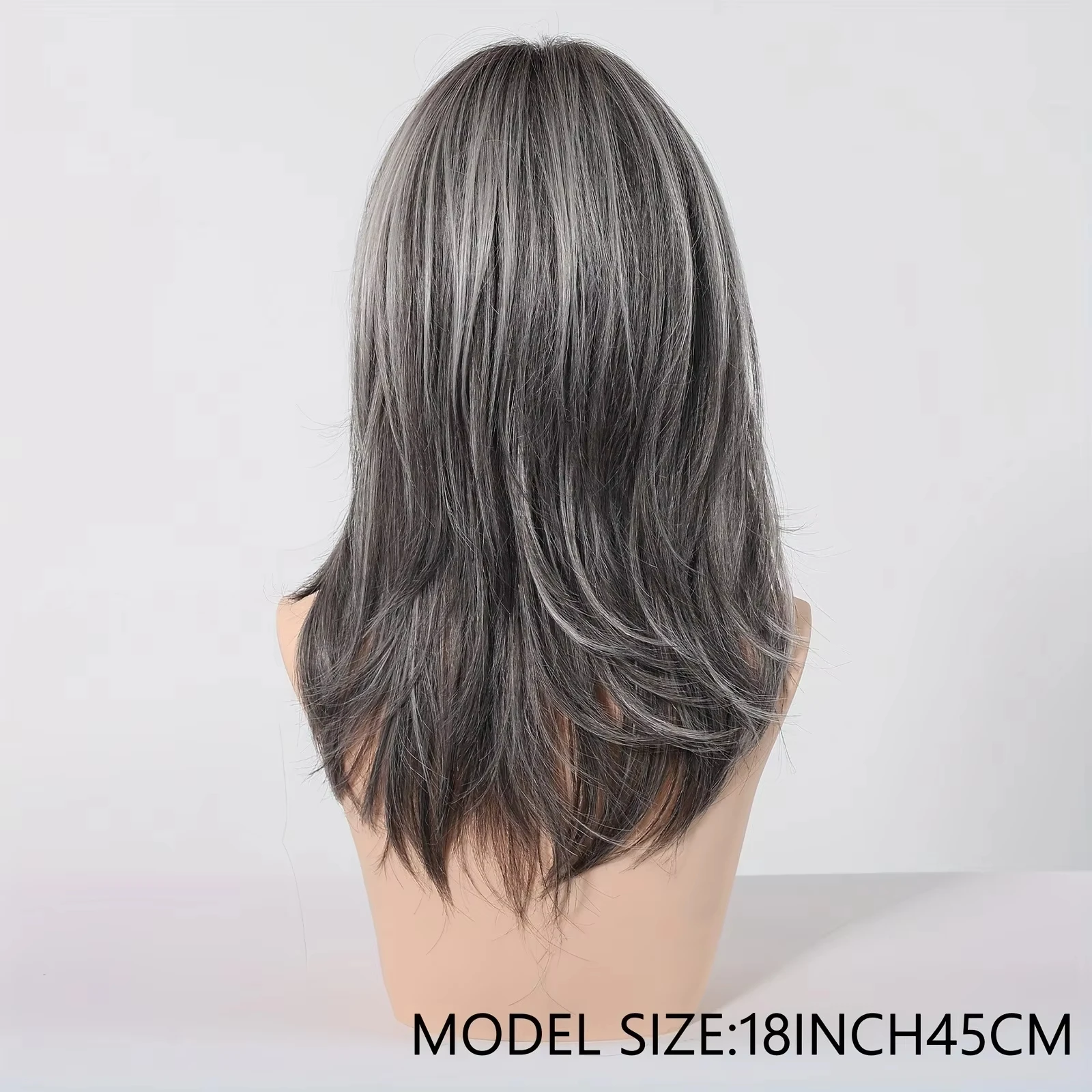Fashion synthetic wig with medium-length wavy hair in a chin-length style, made of high-temperature hair fibers