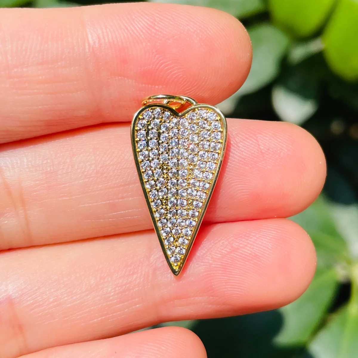 5pcs Zirconia Pave Heart Charms Bling Exquisite Gold-Plated Pendants for Women Necklace Bracelet Jewelry DIY Finding Wholesale