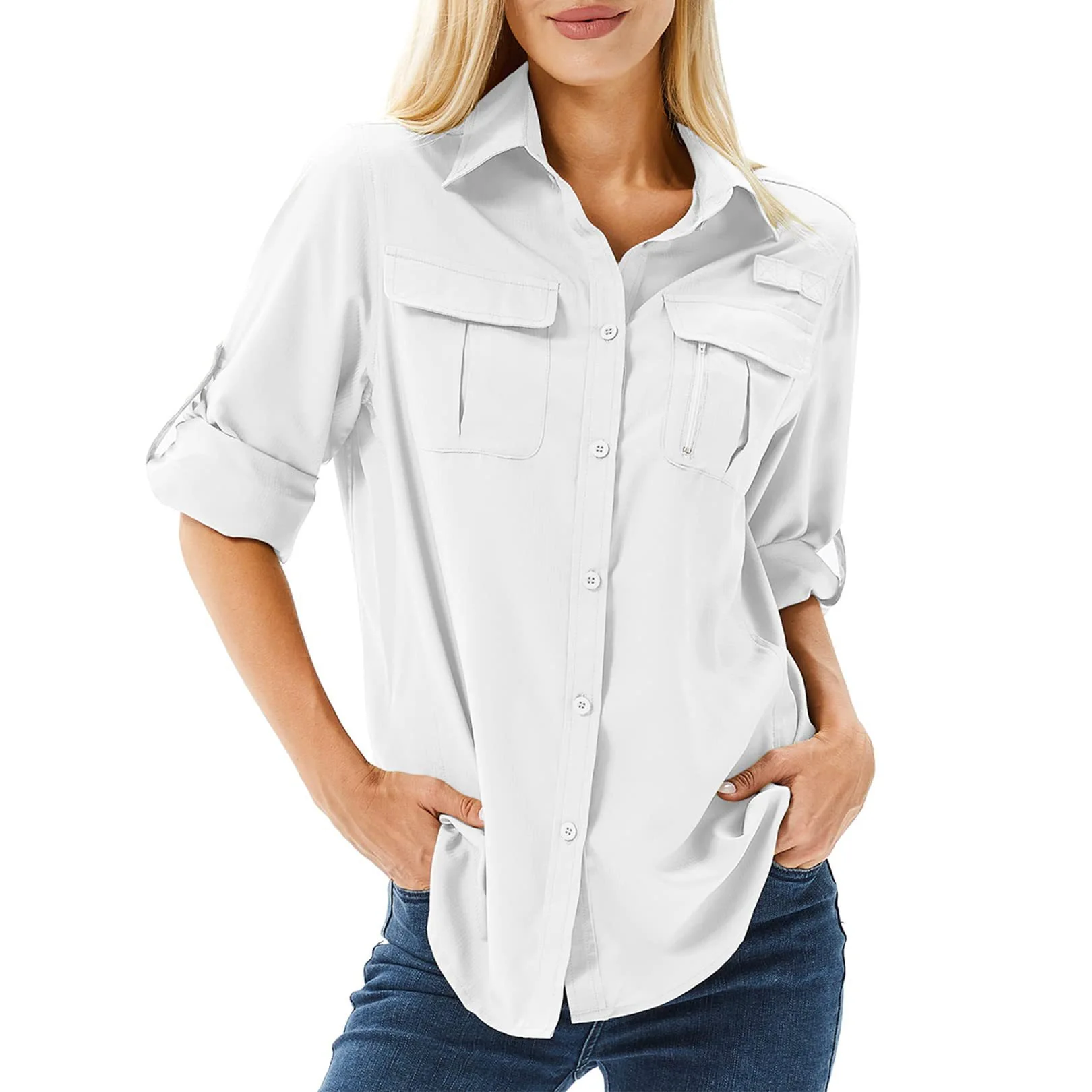 

blusas de mujer Women Fashion Trend Basic Versatile Casual Comfortable Solid Color Stretch Breathable Commuting Shirt for Women