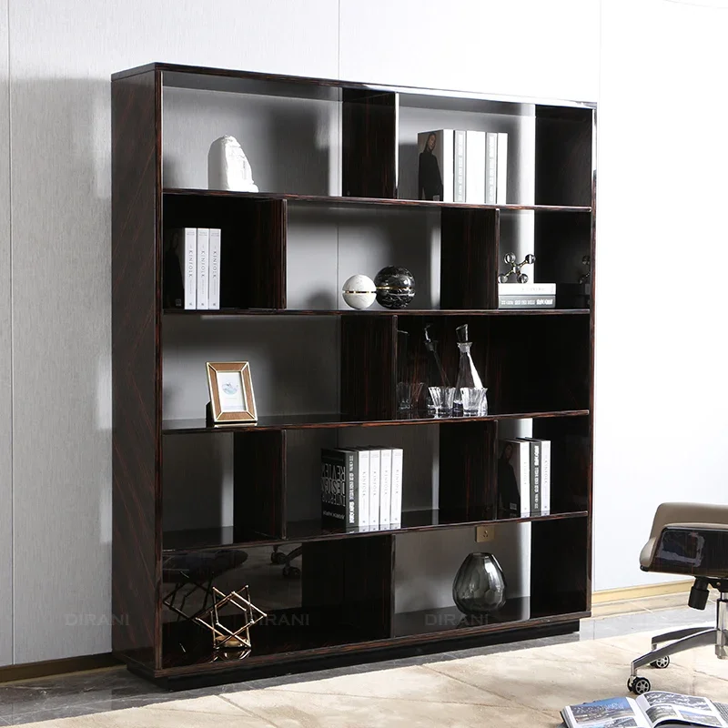 Bookrack Home Study Room Black Wooden Bookshelf Book Shelf Luxury Modern Office Simple Bookcases