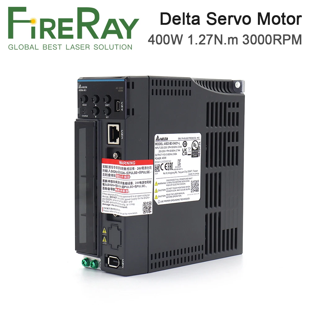 WaveTopSign Delta B3 400W AC Servo Motor Kits 3000RPM 1.27N.m ASD-B3-0421-L + ECM-B3M-CA0604RS1/SS1 Replaces B2 Series 400W
