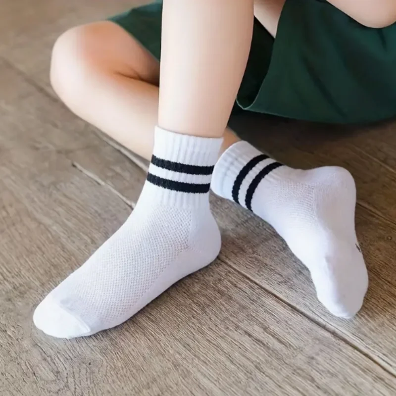 10 pairs of autumn and winter style children breathable simple style college style striped children tube socks men and women