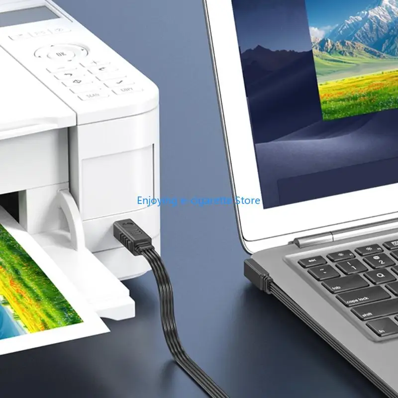 Flat USB C Printer Data Cable to USB B, 1M Flexible Silicone Cord for Office Cable Routing and Daily Printer Work Y4QF