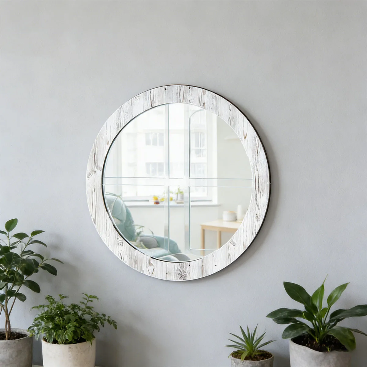 

Rustic Wood Wall Decor Mirror Vintage Style Window Frame Wall Mirror Farmhouse Home Decoration for Living Room Bedroom Hallway