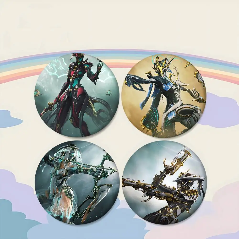 W-Warframe ألعاب أنيمي 32/44/58 مللي متر تخصيص زر دبابيس لطيف مضحك الإبداعية شارة مجوهرات ديكور هدايا للأصدقاء