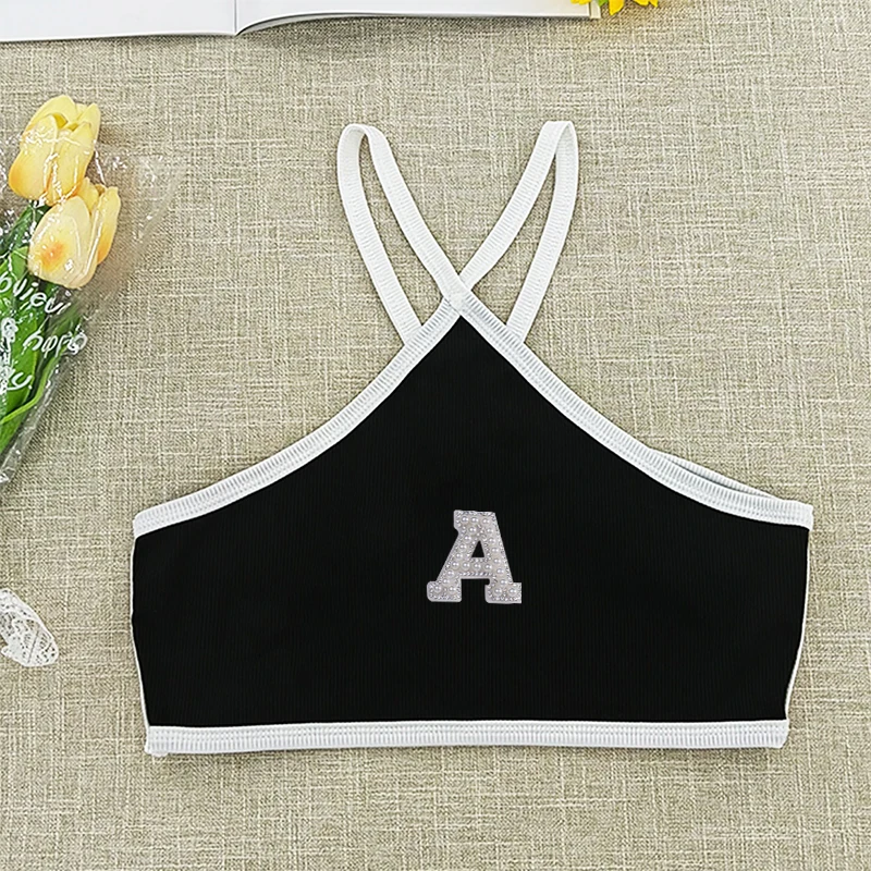 

Summer Beach Leisure Sports Top Women's Basic High Street Black And White Stitching Vest Sexy Fashion Sleeveless Top Swimsuit