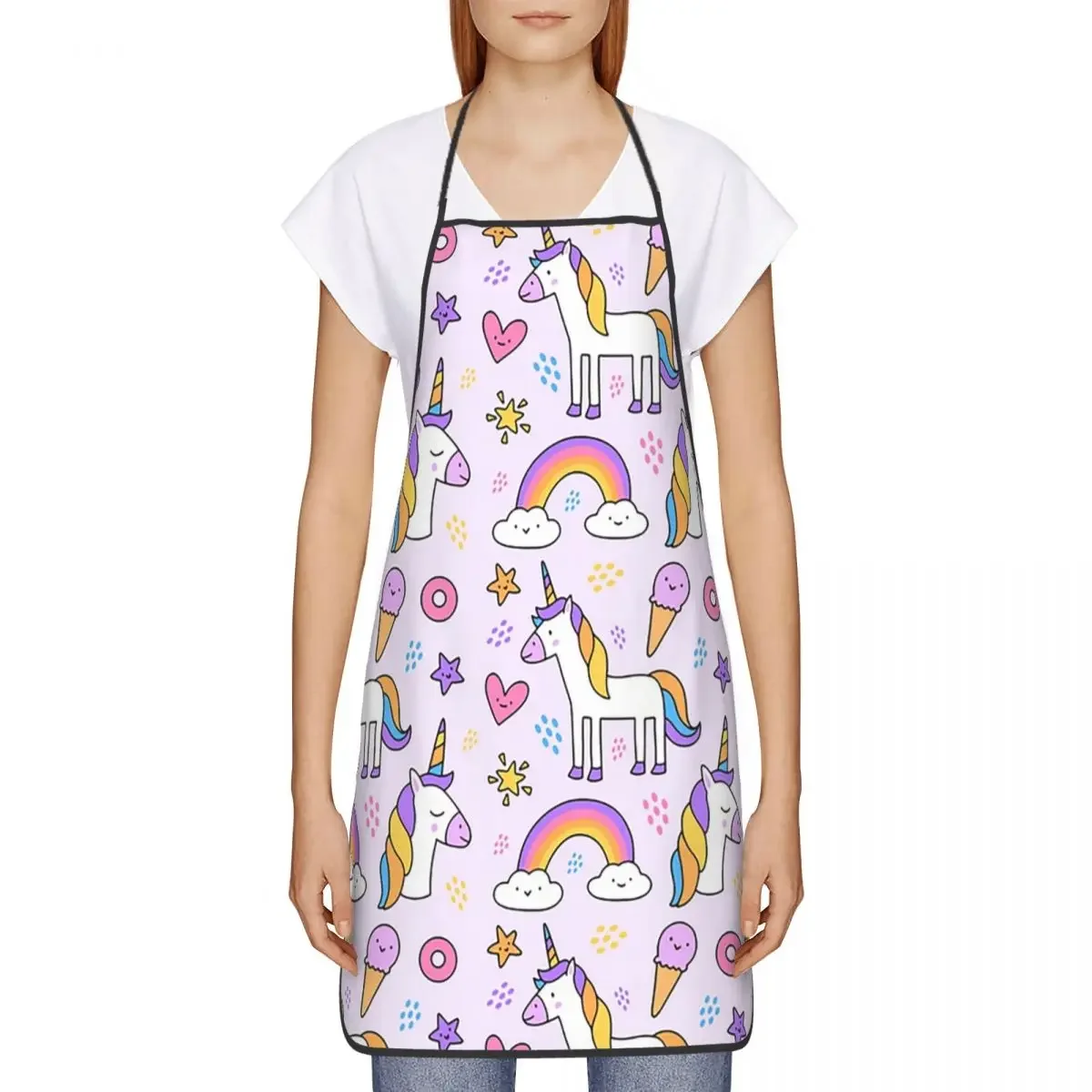 Cute Unicorn Pattern Funny Apron Men Women Mythical Animal Adult Unisex Kitchen Chef Bib Tablier Cuisine Cooking Baking Painting