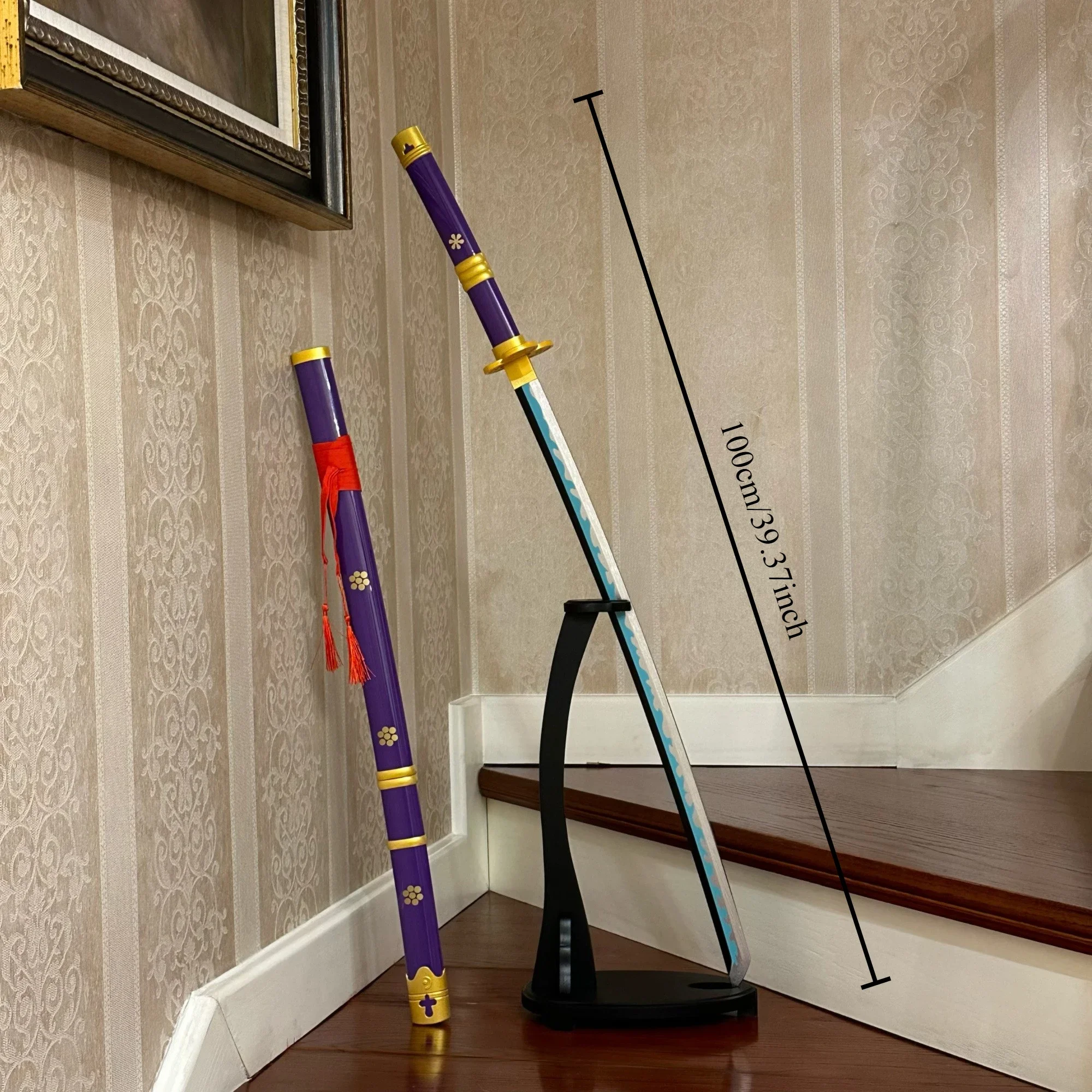 39.3 بوصة رورونوا زورو خشبية كاتانا السيف اليابانية كاتانا صابر الأصلي الساموراي صابر النينجا سكين تأثيري اكسسوارات الدعامة لعبة #4