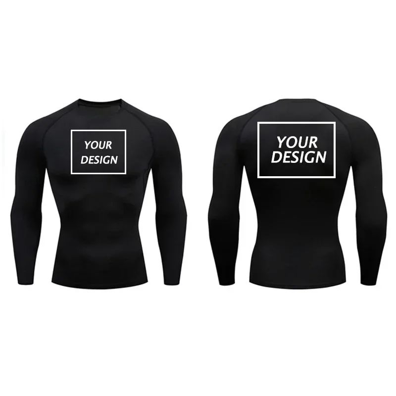 Laufoberteil für Herren, individuell bedrucktes, eng anliegendes Hemd mit langen Ärmeln, Fitnessstudio-Unterwäsche, schnell trocknendes Sport-T-Shirt – Detail 11
