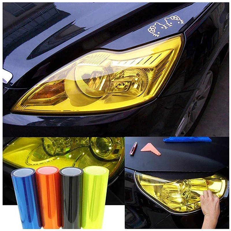 

Headlights Protective Film Vinyl Film Sticker Auto Headlight Taillight Film Tint Vinyl Sheet Sticker Universal Multicolor