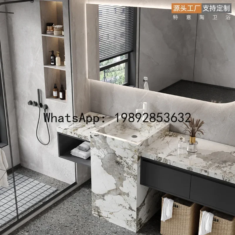 V5.12  bathroom vanity set - rock slab ceramic basin wash basin for bathroom