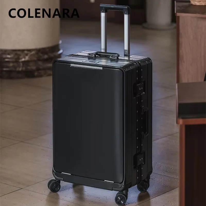COLENARA Aluminum Frame Suitcase ABS + PC Boarding Box Large Capacity Trolley Case 20