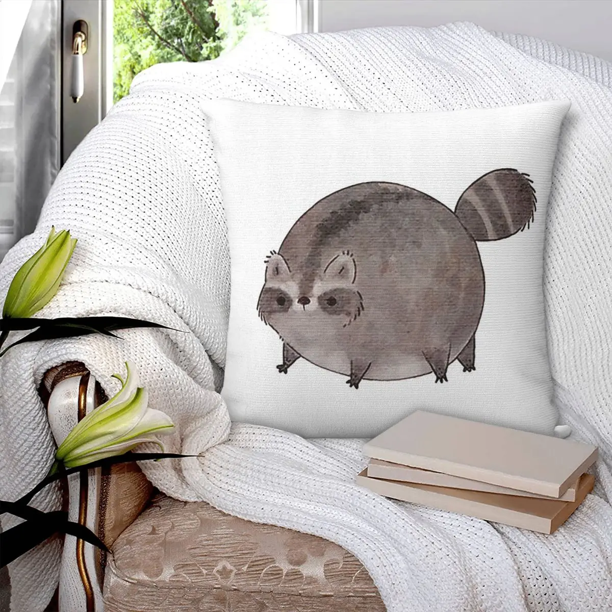 Chubby Trash Panda Square Pillowcase Pillow Cover Polyester Cushion Decor Comfort Throw Pillow for Home Car