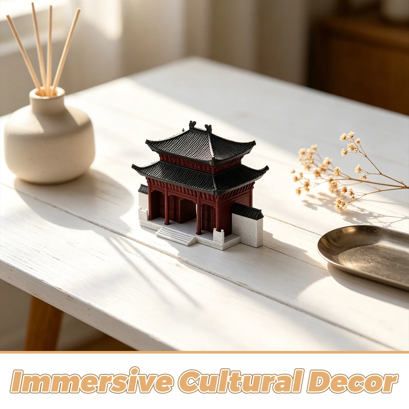 Miniature Japanese Style Pagoda Micro Landscape Ornament Asian Garden Decor Mini Pavilion Zen Garden Bonsai Accessories Feng
