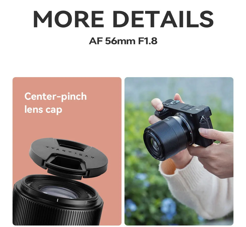 TTArtisan AF 56 مللي متر F1.8 صورة التصوير عدسة الكاميرا لسوني E ZVE10 A6400 a7rIII فوجي فيلم XF XT-3 نيكون Z جبل ZFC Z50 Z6