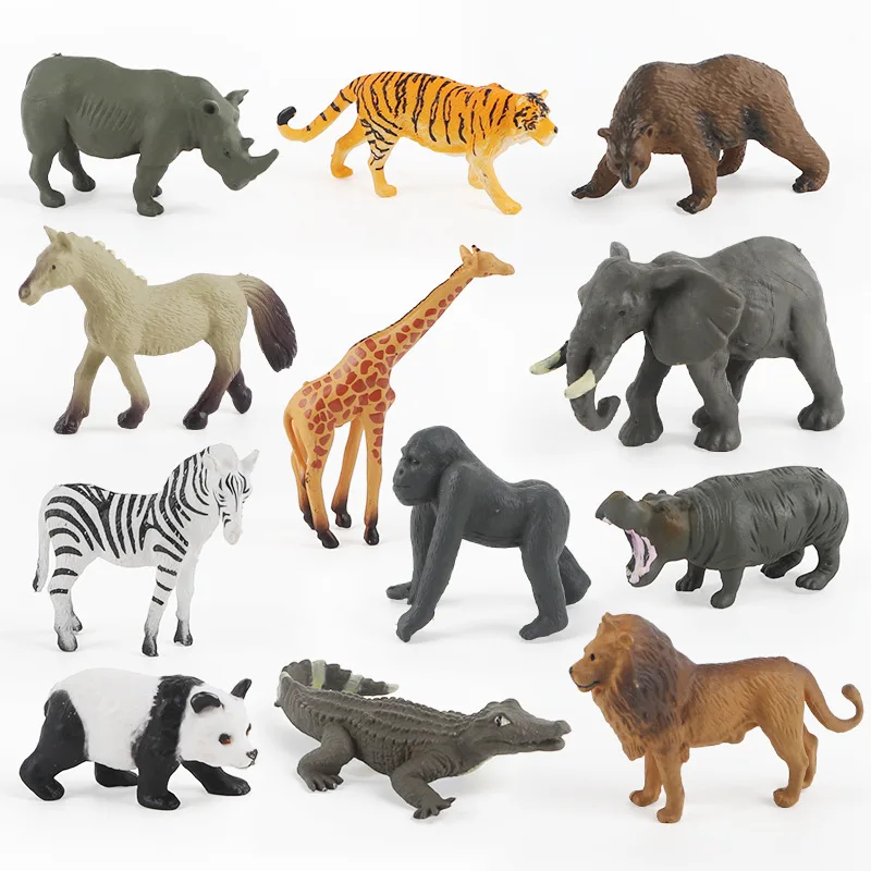 Simulated Wild Animal Model Pvc Solid Insect Dinosaur Ocean Giraffe Brown Bear Lion Toy Science Practice Toy 1psc