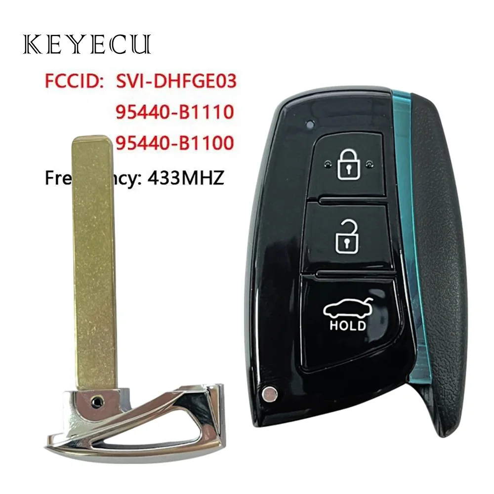 

Smart Remote Car Key Fob Replacement 433MHz 47 Chip for Hyundai Genesis FCC ID: SVI-DHFGE03, P/N: 95440-B1110, 95440-B1100