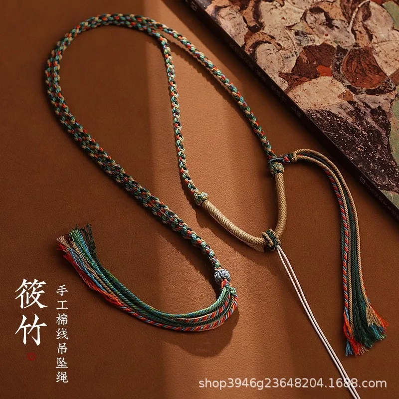 

Тибетское ручное разминатое хлопковое ожерелье из пчелиного воска Будды, брендовое ожерелье Тханка, нефритовый кулон, веревка, плетение и подвесные счастливые украшения