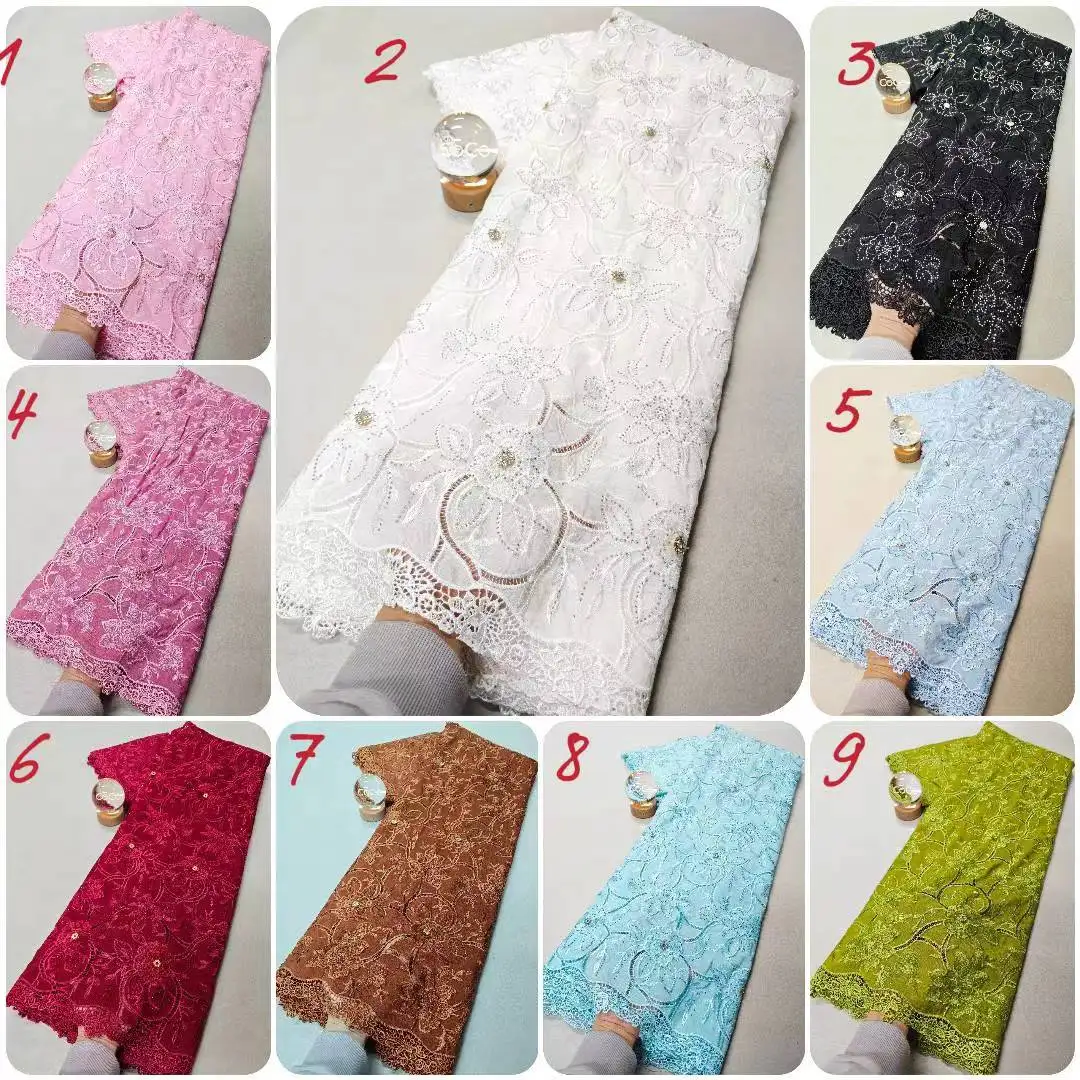 

Nigerian Sequins Tulle High-Quality 2025 Lace Fabric Embroidery African Net Cloth for Prom Dresses Beads 5 Yards XL141