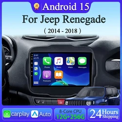 Carplay + auto 4G For Jeep Renegade 2014 - 2018 Car Radio Multimedia Video Player Navigation GPS Android 15 No 2din 2 din dvd
