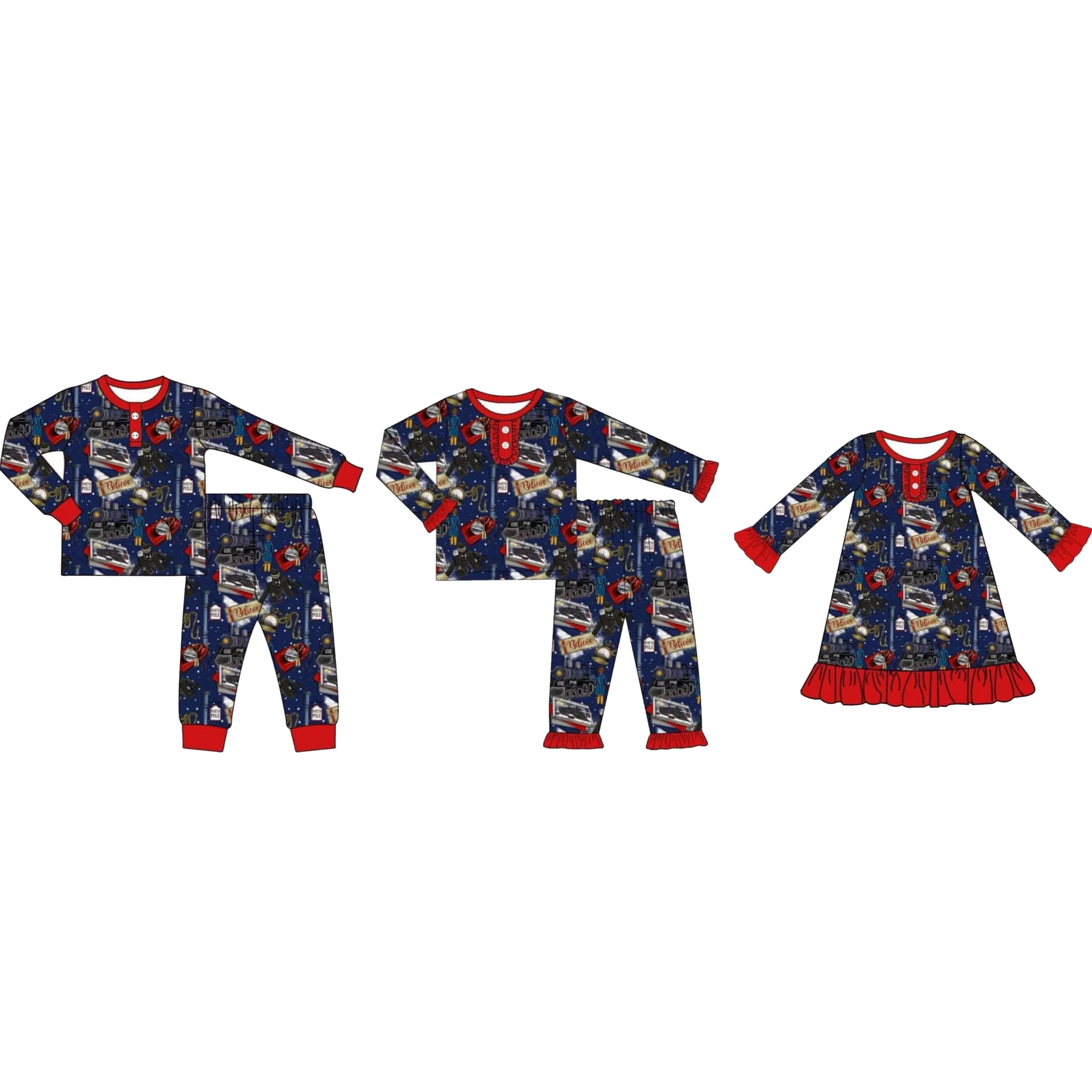 Wholesale Family Christmas Outfits Children Pajamas Set Cartoon Christmas Clothing Girls Nightgown