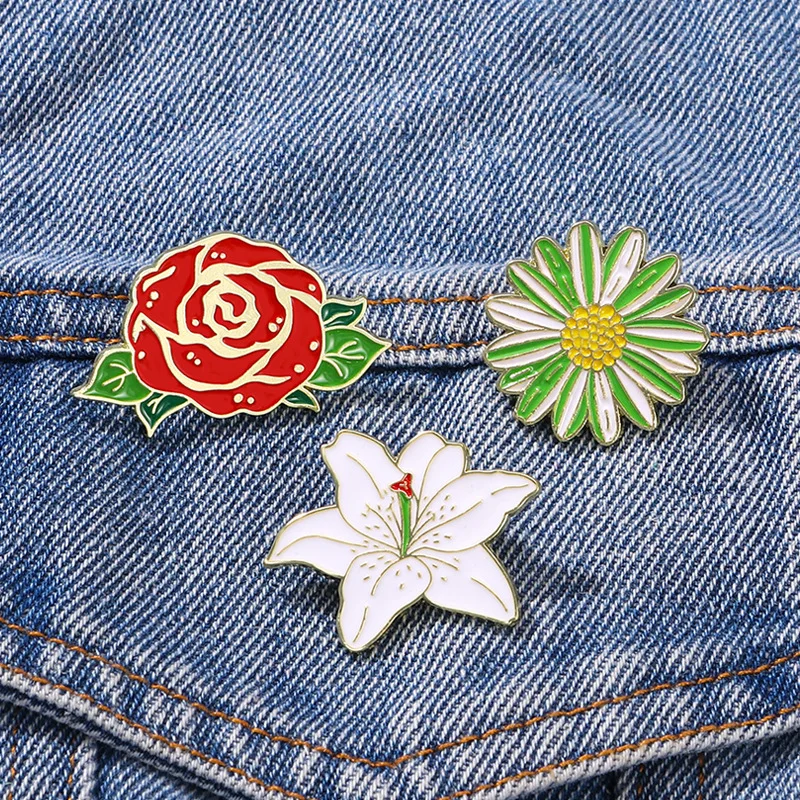 1pc Plant flower series brooch alloy drip glue flower bell orchid enamel pin clothing accessories metal badge