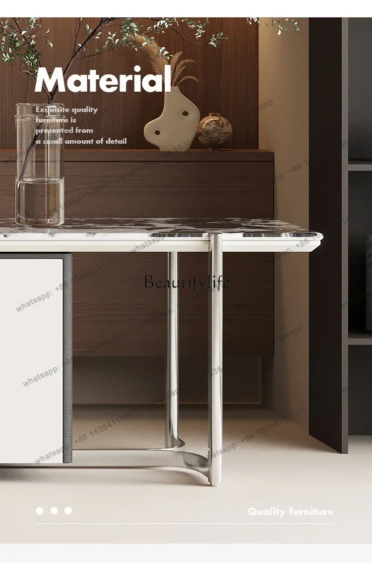 jj5  Best Seller Yj9 Wabi-Sabi Style Telescopic TV Cabinet Modern Minimalist Living Room High-End Super Stone Crystal Wood Grain