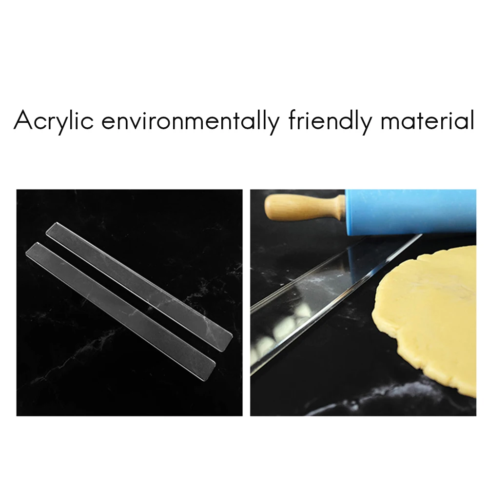 2Pcs Acrylic Biscuit Cake Rolling Tool Balance Ruler Fondant Icing Biscuit Thickness Ruler Biscuit Smoother Baking