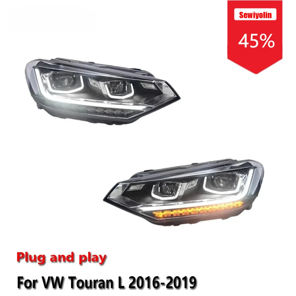 

Sewiyolin Car LED Headlight Assemblies For Volkswagen Touran L 2016-2019 Fog DRL Brake Turn Signal Lamp Plug and Play