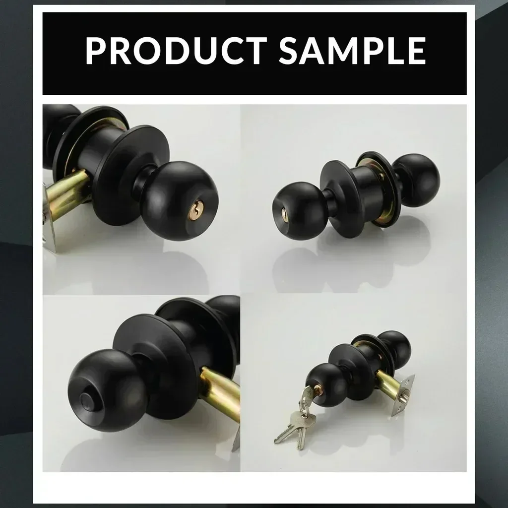Black Tubular Lever Ball Lock Old-fashioned Door Three-pole Round Lock Indoor Bedroom Versatile Bathroom Door Ball Lock