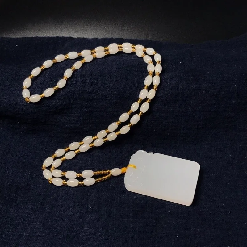Sheep Fat White Jade Safety Pendant Can Be Worn By Both Men and Women with Jade Tags, Pendants, and Sculptors image 2