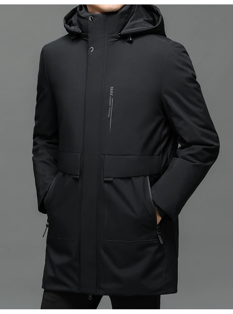 2PC Waterproof Windproof NEW -40 Degrees Top Quality White Duck Down Jacket Business Men Thick Winter Big Hood Collar Warm Parka