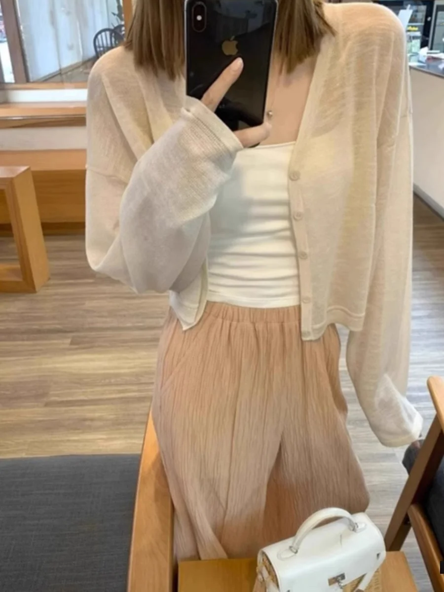 

Women's Summer Thin Ice Silk Sun Protection Cardigan Svel Wrap Outerwear Long Sve Casual Sle Commute Friendly