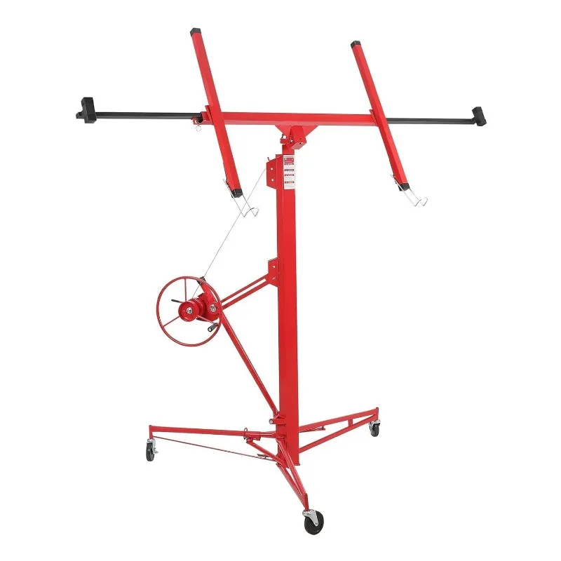 16 FT Drywall Lift Panel Rolling Hoist Jack Lifter with Lockable Wheels Adjustable Drywall Jack Lift for Home Improvement