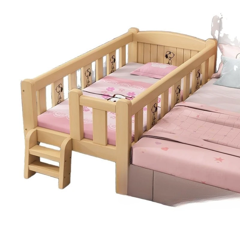 

Solid wood children's cot crib splicing big bed boy girl baby princess