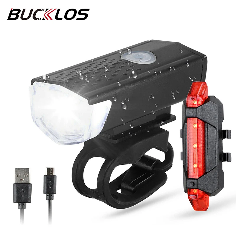 Fietsverlichting Set Led Voor-En Achterlichten Usb Oplaadbare Fiets Koplamp Zaklamp Fiets Waarschuwingslamp Mtb Fiets Lantaarn